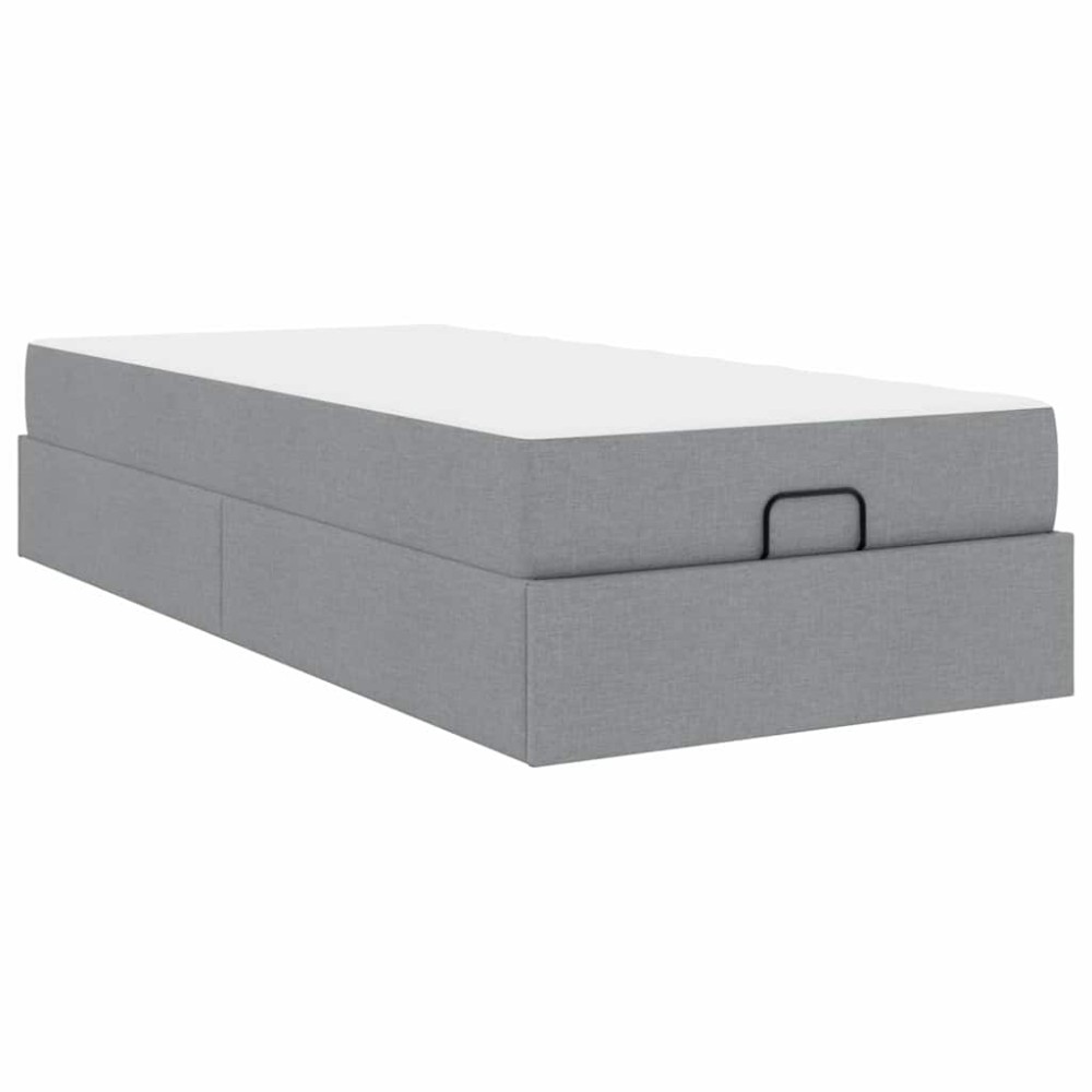vidaXL Cadru de pat cu saltea Gri deschis 90 x 200 cm țesătură