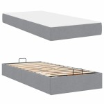 vidaXL Cadru de pat cu saltea Gri deschis 90 x 200 cm țesătură