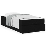 vidaXL Cadru de pat cu saltea Negru 90 x 200 cm țesătură