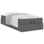 vidaXL Cadru de pat cu saltea Gri închis 100 x 200 cm țesătură