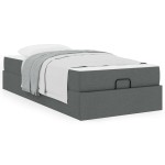vidaXL Cadru de pat cu saltea Gri închis 100 x 200 cm țesătură