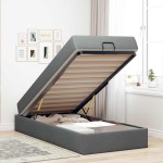 vidaXL Cadru de pat cu saltea Gri închis 100 x 200 cm țesătură