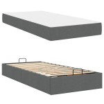 vidaXL Cadru de pat cu saltea Gri închis 100 x 200 cm țesătură