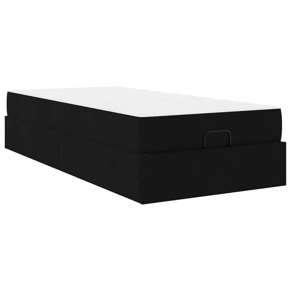 vidaXL Cadru de pat cu saltea Negru 100 x 200 cm țesătură