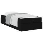 vidaXL Cadru de pat cu saltea Negru 100 x 200 cm țesătură