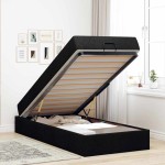 vidaXL Cadru de pat cu saltea Negru 100 x 200 cm țesătură