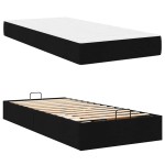 vidaXL Cadru de pat cu saltea Negru 100 x 200 cm țesătură