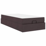 vidaXL Cadru de pat cu saltea Maro închis 100 x 200 cm țesătură