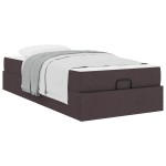 vidaXL Cadru de pat cu saltea Maro închis 100 x 200 cm țesătură