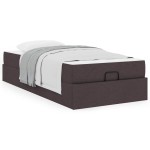 vidaXL Cadru de pat cu saltea Maro închis 100 x 200 cm țesătură