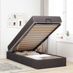 vidaXL Cadru de pat cu saltea Maro închis 100 x 200 cm țesătură