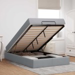 vidaXL Cadru de pat cu saltea cu saltea 2 pcs Gri deschis țesătură