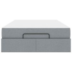 vidaXL Cadru de pat cu saltea cu saltea 2 pcs Gri deschis țesătură