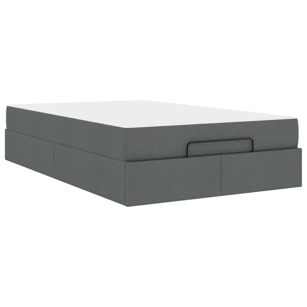 vidaXL Cadru de pat cu saltea Gri închis 120 x 200 cm țesătură