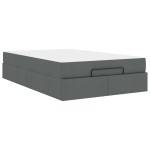 vidaXL Cadru de pat cu saltea Gri închis 120 x 200 cm țesătură