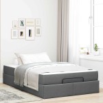 vidaXL Cadru de pat cu saltea Gri închis 120 x 200 cm țesătură