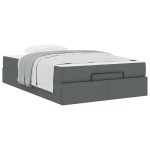 vidaXL Cadru de pat cu saltea Gri închis 120 x 200 cm țesătură
