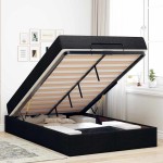 vidaXL Cadru de pat cu saltea Negru 120 x 200 cm țesătură