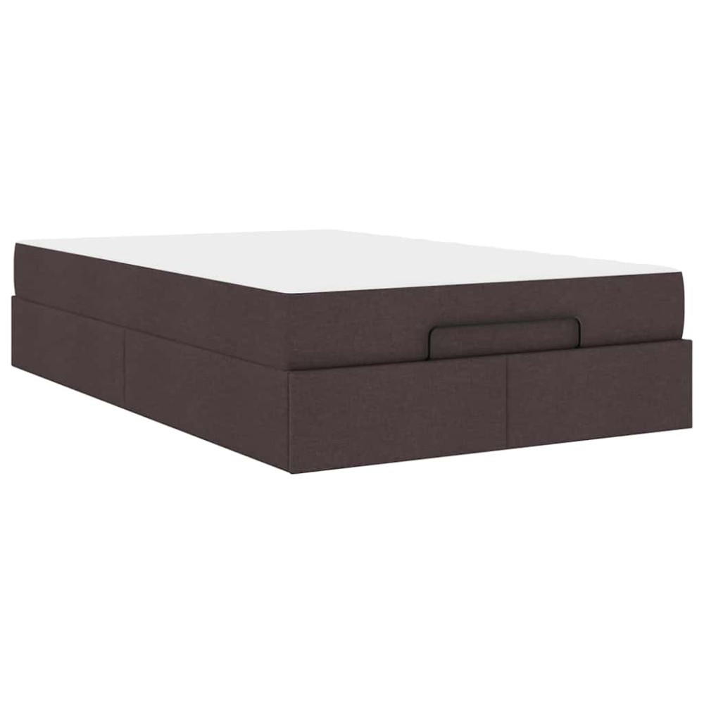 vidaXL Cadru de pat cu saltea Maro închis 120 x 200 cm țesătură
