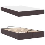 vidaXL Cadru de pat cu saltea Maro închis 120 x 200 cm țesătură