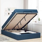vidaXL Cadru de pat cu saltea albastru 120 x 200 cm țesătură