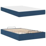 vidaXL Cadru de pat cu saltea albastru 120 x 200 cm țesătură