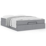 vidaXL Cadru de pat cu saltea cu saltea 2 pcs Gri deschis țesătură