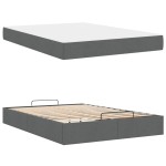 vidaXL Cadru de pat cu saltea Gri închis 140 x 200 cm țesătură