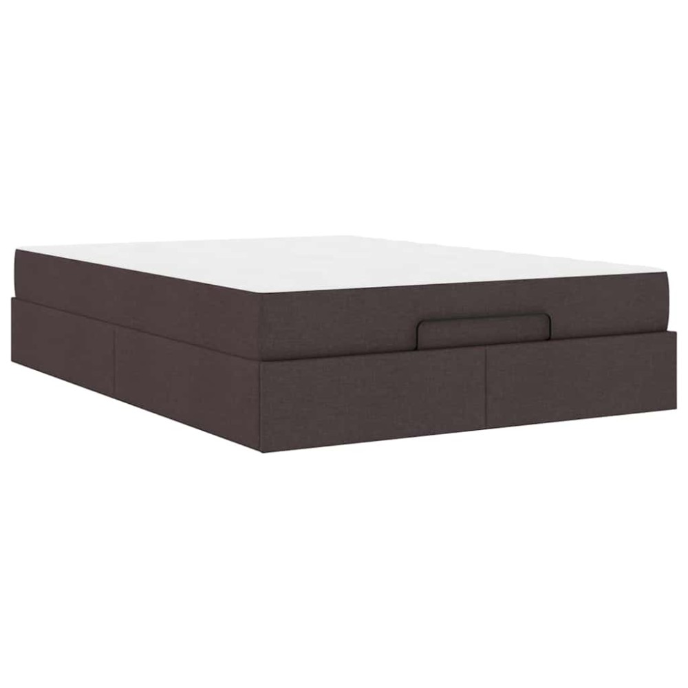 vidaXL Cadru de pat cu depozitare Maro închis 160 x 200 cm țesătură