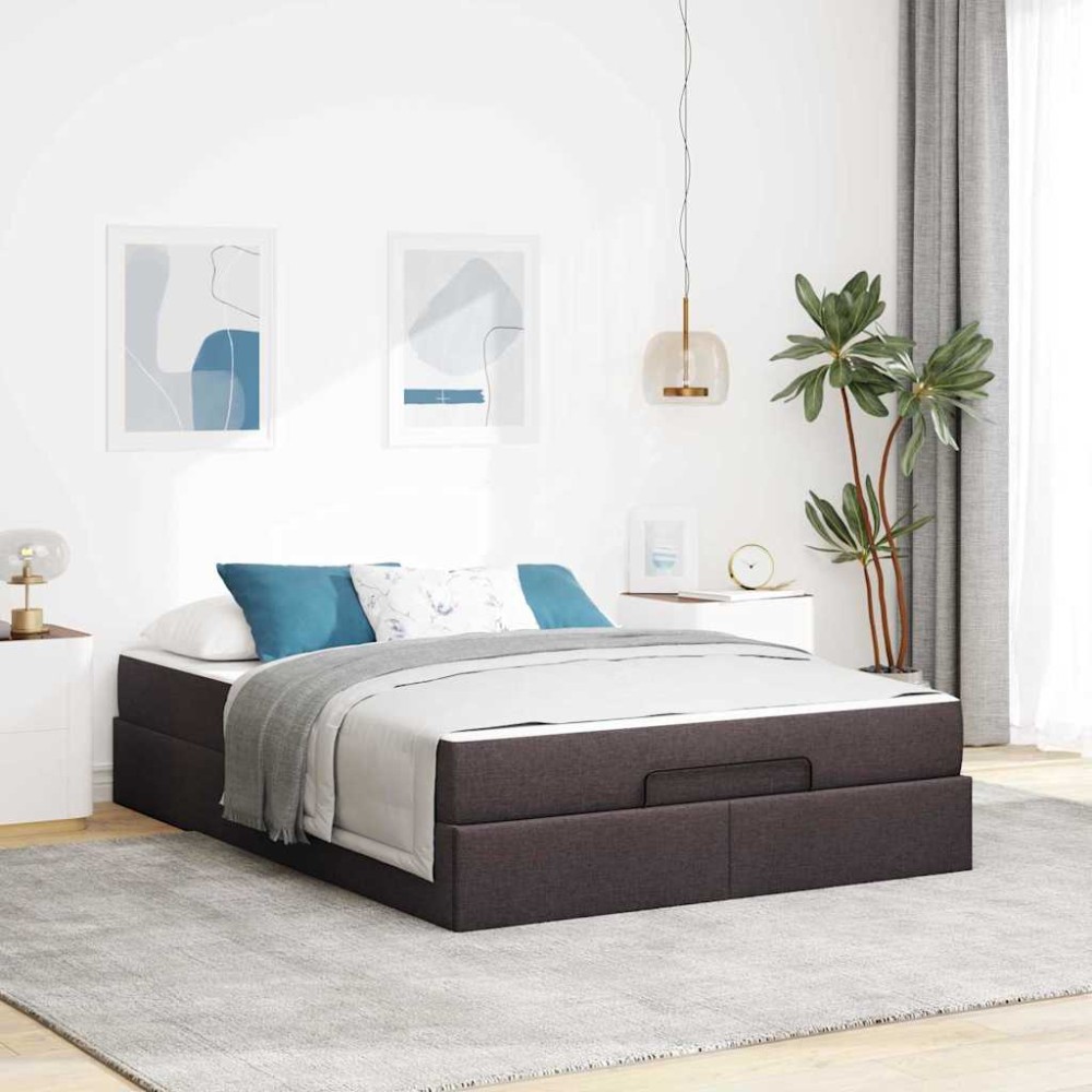 vidaXL Cadru de pat cu depozitare Maro închis 160 x 200 cm țesătură