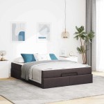 vidaXL Cadru de pat cu depozitare Maro închis 160 x 200 cm țesătură