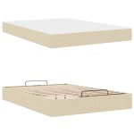 vidaXL Cadru de pat cu saltea cu saltea 2 pcs Crem țesătură