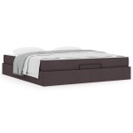 vidaXL Cadru de pat cu depozitare Maro închis 180 x 200 cm țesătură