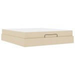 vidaXL Cadru de pat cu saltea cu saltea 2 pcs Crem țesătură