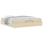 vidaXL Cadru de pat cu saltea cu saltea 2 pcs Crem țesătură