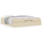 vidaXL Cadru de pat cu saltea cu saltea 2 pcs Crem țesătură