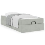 vidaXL Cadru de pat cu saltea cu saltea 2 pcs Gri deschis Catifea