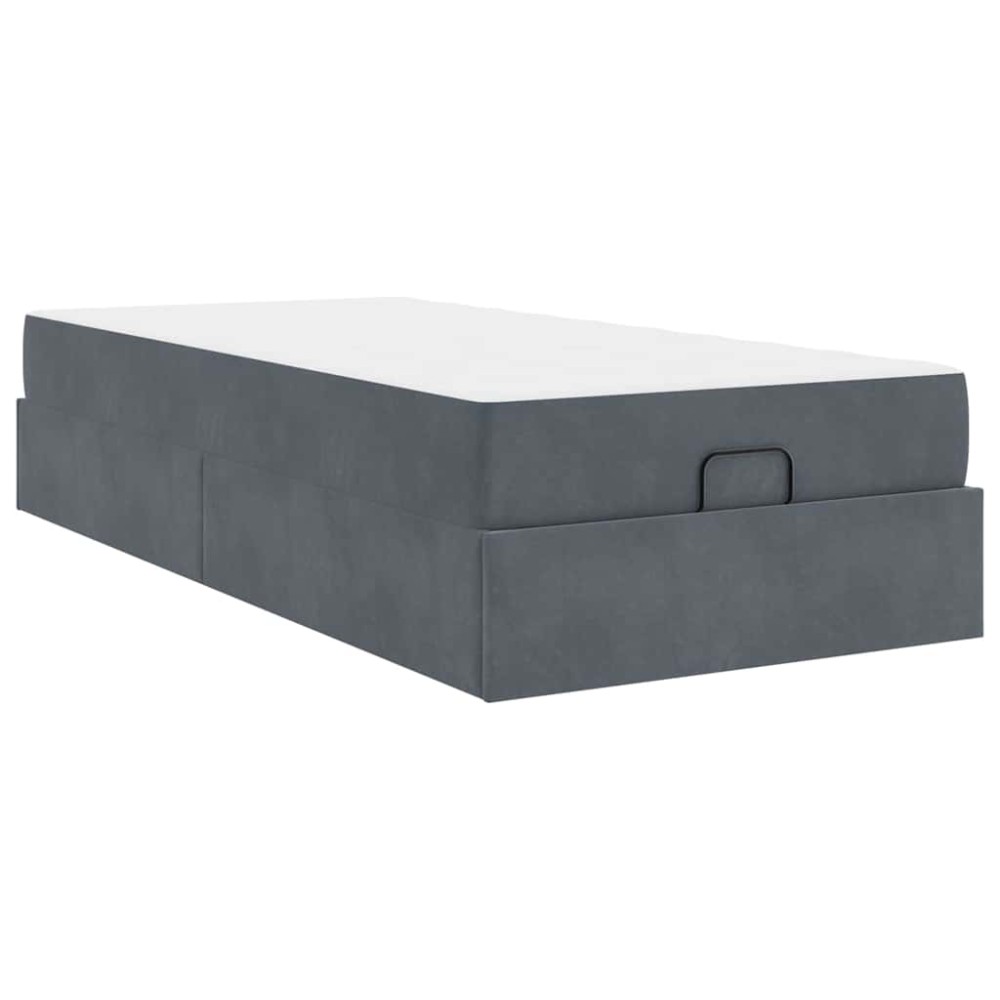 vidaXL Cadru de pat cu saltea Gri închis 80 x 200 cm Catifea