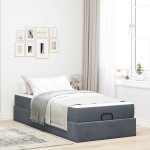 vidaXL Cadru de pat cu saltea Gri închis 90 x 200 cm Catifea