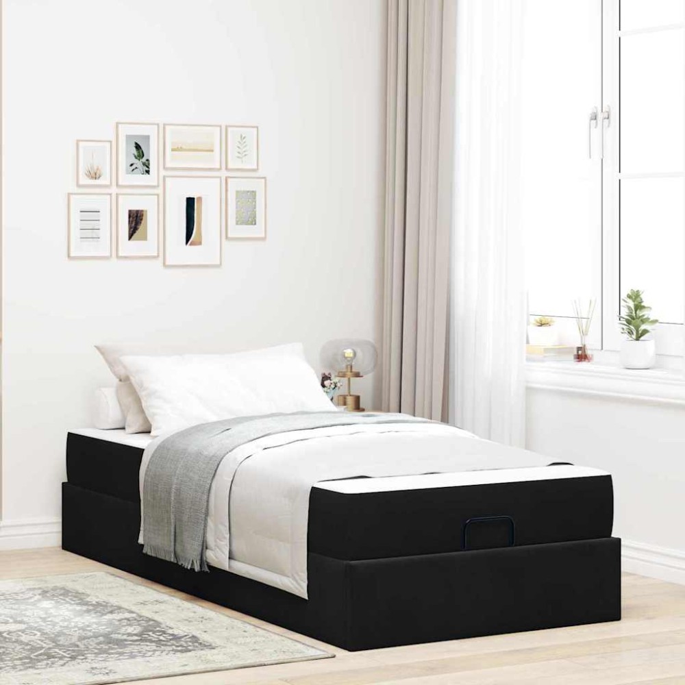 vidaXL Cadru de pat cu saltea cu depozitare Negru 90 x 200 cm Catifea