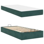 vidaXL Cadru de pat cu saltea Verde închis 90 x 200 cm Catifea