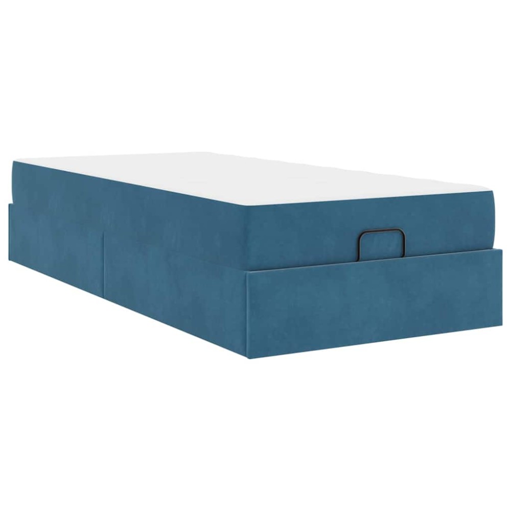 vidaXL Cadru de pat cu depozitare albastru 90 x 200 cm Catifea