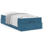 vidaXL Cadru de pat cu saltea albastru 90 x 200 cm Catifea vidaXL Cadru de pat cu saltea albastru 90 x 200 cm Catifea