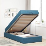 vidaXL Cadru de pat cu saltea albastru 90 x 200 cm Catifea vidaXL Cadru de pat cu saltea albastru 90 x 200 cm Catifea