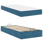 vidaXL Cadru de pat cu saltea albastru 90 x 200 cm Catifea vidaXL Cadru de pat cu saltea albastru 90 x 200 cm Catifea