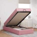vidaXL Cadru de pat cu saltea cu depozitare Roz 90 x 200 cm Catifea vidaXL Cadru de pat cu saltea cu depozitare Roz 90 x 200 cm Catifea