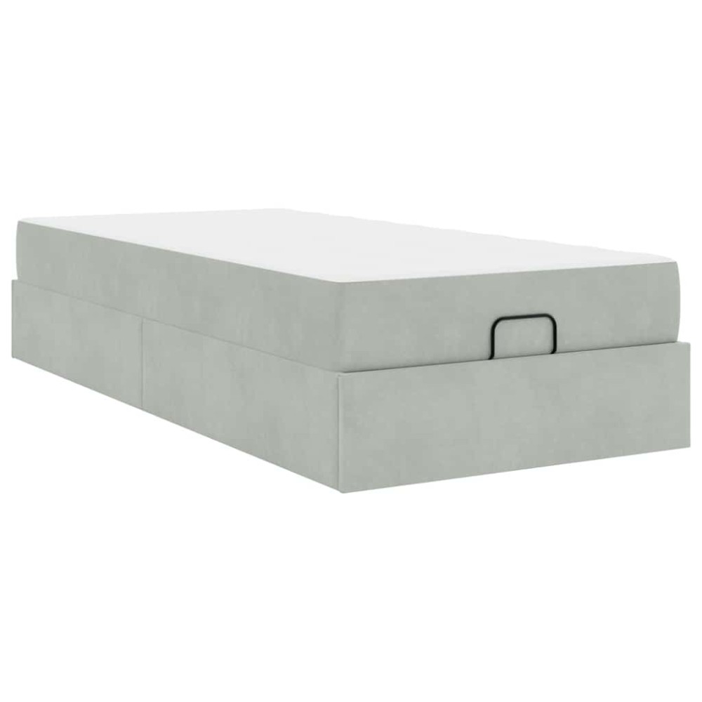 vidaXL Cadru de pat cu saltea Gri deschis 100 x 200 cm Catifea