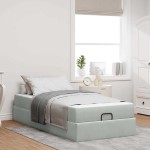 vidaXL Cadru de pat cu saltea Gri deschis 100 x 200 cm Catifea