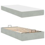 vidaXL Cadru de pat cu saltea Gri deschis 100 x 200 cm Catifea