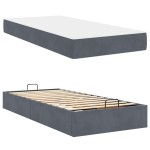 vidaXL Cadru de pat cu saltea Gri închis 100 x 200 cm Catifea